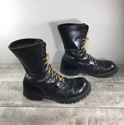 Vtg Corcoran Combat Black Leather Punk Grunge Goth Soft Toe Mens Boots Size 9 • $169.98