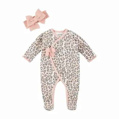 Mud Pie Baby Girl Leopard Sleeper & Headband Set NEW 0-3M • $24.95