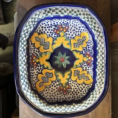 Mexican Talavera Dish 12  X 10” Dish Large Folk Art Hanging Serving Square • $35