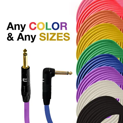 1/4  TS Male To Right Angle Unbalanced Mono Cable - Custom Length Color  Cord • $30.49