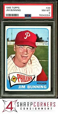 1965 Topps #20 Jim Bunning Phillies Hof Psa 8 • $51.99