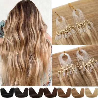 Micro Ring Beads Loop Link 100% Brazilian Remy Human Hair Extensions Thick Ombre • $87.24