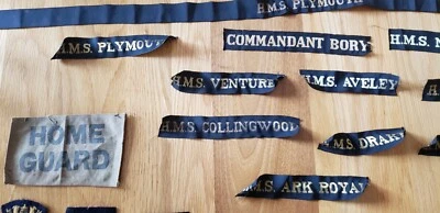 £25 • Buy Royal Navy Cap Ribbons Badges Militaria Home Guard 
