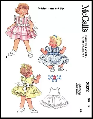 McCall's 2022 Pattern DRESS & SLIP Toddler Girls Frock Pick 6Mth *1* 2* • $5.49