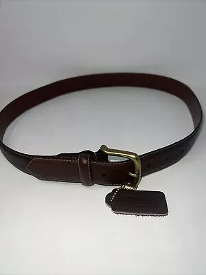Coach Mens Brown Burnished Cowhide Leather Dress Belt 36” Brass Buckle 5916 • $30