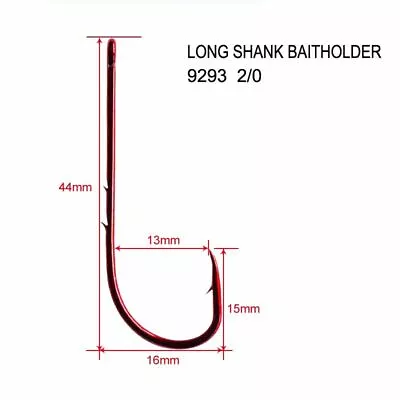 100XHigh Quality Long Shank Bait Holder Fishing Hooks RED Size2/0Fishing Tackle • $9.67