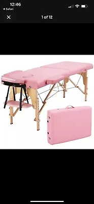 Folding Massage Table Spa Beauty Bed Portable Salon Therapy Couch Pink 2 Section • £60
