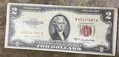 1953-B $2 Dollar Red Seal Note • $7