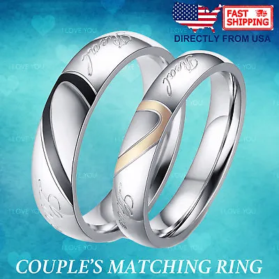 Couple's Matching Heart Ring REAL Love His Or Hers Wedding Band Promise Ring  • $9.95