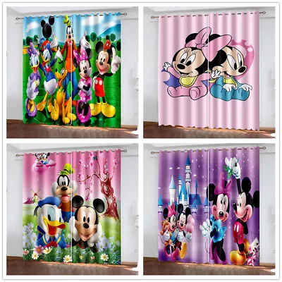 Boys Girl 3D Mickey Mouse Window Curtains Room Blackout Curtains Ring Top Eyelet • £28.80