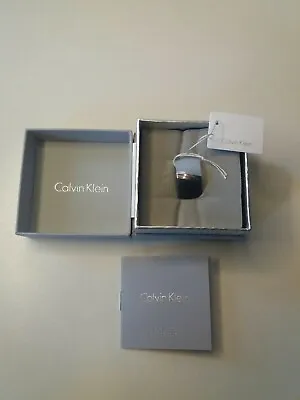 NEW ! Calvin Klein Ring GREY & WHITE Block Stainless Steel Size UK N  UNISEX • £29.99