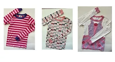 Hanna Andersson Girls Pajama Top Lot Of 3 Striped Bows Pink 130 140 150 • $12.50