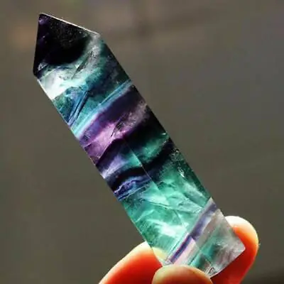 Natural Rainbow Fluorite Quartz Crystal Wand Point Healing Stone Hexagonal 5-6CM • £5.29