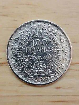 MOROCCO 100 Francs Coin 1953 SILVER 0.720  MAROC 1372  • $14.99
