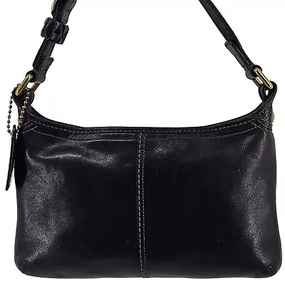 COACH Bleecker 11415 Smooth Black Leather Shoulder Bag Tattersall Lining • $64.95