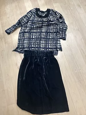 J Crew Midnight Blue Silk Velvet Pull On Knee Length Skirt-xxs-nwot • $27.25