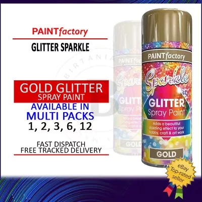 Gold Sparking Glitter Spray Paint For Craft And  Art Decoration 200ml • £4.99