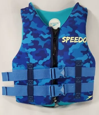 Speedo Youth Blue Camo Life Vest 50 - 90 Lbs. 303Y Zipper Clasp Buckle Closure  • $14.99