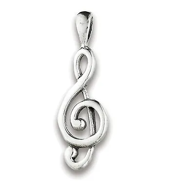 Solid 925 Sterling Silver Music Treble Clef Note Necklace Chain Gift • $14.50