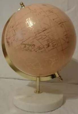 Revolving Tabletop World Globe Map Figure Pink Gold Tone Print 12.5  New • $17.50