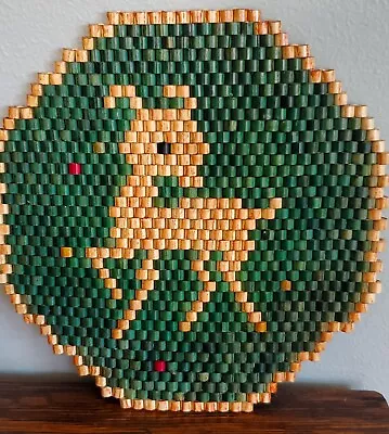 Vintage Wooden Beaded Deer Trivet Hot Pad Mid Century Modern  • $12