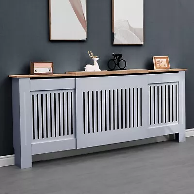 Modern Radiator Cover Wall Cabinet MDF Slats Wood Grill Shelf Furniture S/M/L/XL • £68.29