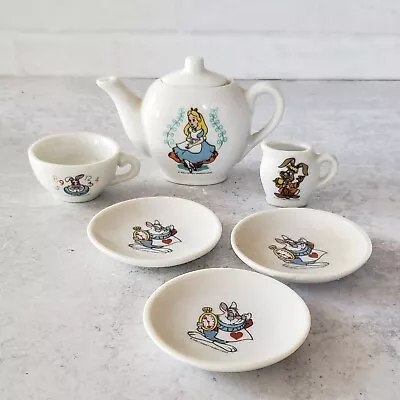 Vintage Walt Disney Alice In Wonderland Toy China Tea Set Japan 7 Piece • $14.40