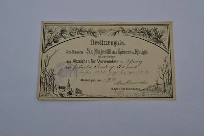 £15 • Buy WW1 German Wound Badge Certificate