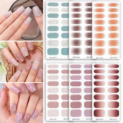 16PCS/Set Semi Cured Gel Nail Art Stickers UV Lamp Required Full Cover Wraps New • $1.32