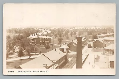 Snowy Bird's Eye FORT ETHAN ALLEN Vermont RPPC Antique WWI Army Underwood Photo • $19.99