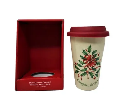 £12.57 • Buy LENOX Double Wall Ceramic Thermal Travel Coffee Christmas Mug W/ Lid 12oz NEW