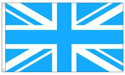 SKY BLUE And WHITE UNION JACK FLAG 5’ X 3’ Man City Manchester Coventry Colours • £6