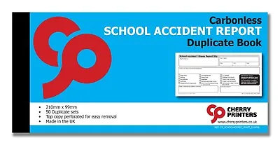 £5.29 • Buy Cherry NCR School Accident Report Duplicate Book 99mm X 210mm 50 Sets