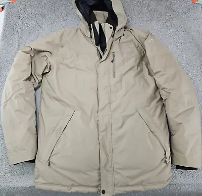 Mountain Hardwear Dry Q Insulated Down Jacket Mens Large Khaki Hooded Full Zip • $170