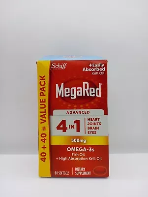 MegaRed Omega-3s Fish Oil 800mg 80 Softgels 6x Absorption Exp 04/2024 🔥NEW🔥 • $17.90