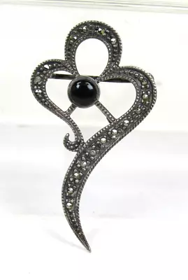 Vintage Marcasite Brooch Pin FAS Sterling Silver 925 • $17.99