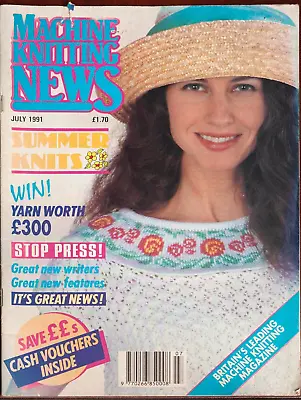 Machine Knitting News Pattern Magazine July 1991 Ladies Floral Sweaters Mens 90s • £6.49