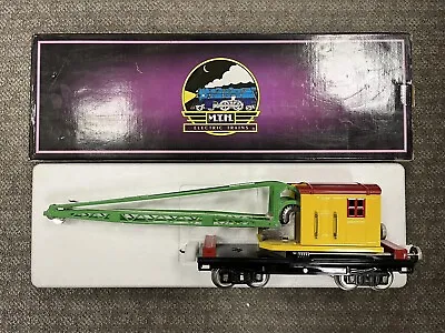 + MTH Standard Gauge Tinplate 219 Crane Car Yellow W/ Nickel Trim 10-1081 *H • $195