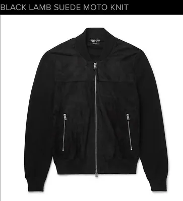 $975 • Buy 💯$4,000 TOM FORD Lambskin Suede Leather / Lana Wool Knit Moto Zip SlimFit 52 L
