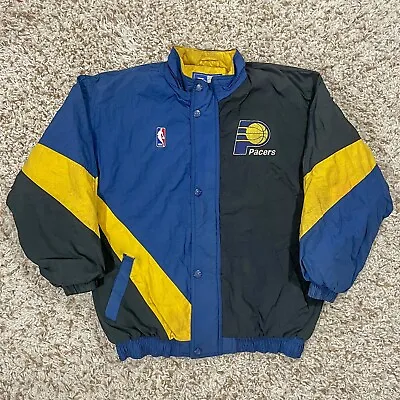 Vintage 90s Indiana Pacers Starter Split Color NBA Puffer Coat Jacket Size Small • $69.99