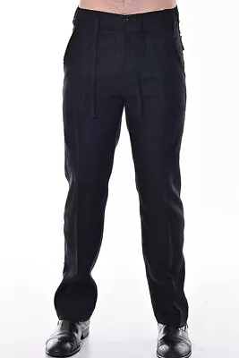 Bohio Mens 100% Linen Pants - Black Flat-Front Drawstring Pant (S ~ 3XL)-MLP19 • $38.99