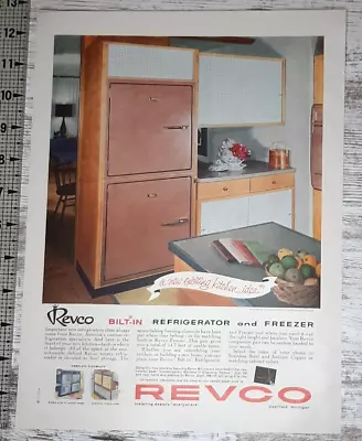 1955 Revco Bilt-In Vintage Print Ad Refrigerator Freezer Custom Built In Cabinet • $7.29