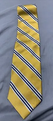 J. Crew Yellow Woven 100% Silk Tie With Blue And White Stripes ~3.5” Wide • $5.69
