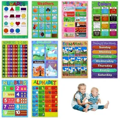 10x Colorful Educational Poster For Preschool Kids Classroom Learning Wall Chart • £8.99
