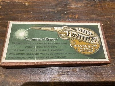 £75 • Buy Vintage Advertising The Pistol Flashmeter In Original Box Magnesium Ribbon