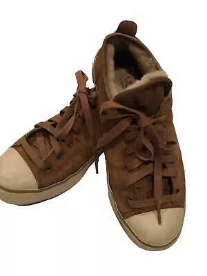 UGG Evera Suede Sheepskin Sneakers Women’s  Chestnut Brown Size 7.5 • £35.66