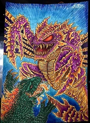 Godzilla Vs. Megaguirus Original Artwork 7x10 Inches • $125