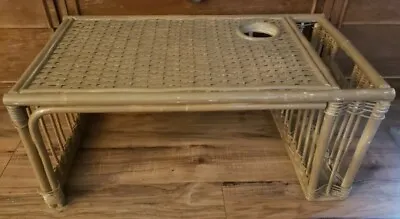 Vintage Mid Century Bamboo Rattan Wicker Breakfast Bed Lap TV Tray - Hong Kong • $50