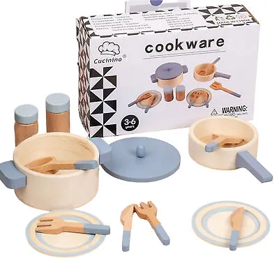 $38.54 • Buy Wooden Kitchen Toy Set Pots And Pans Kitchen Set 10 Pieces Cooking Utensils