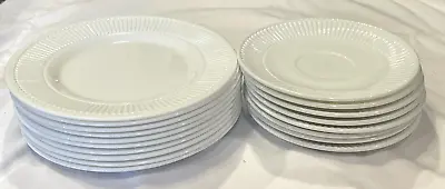 10 White Martha Stewart Balustrade Salad Plates + 8 Free Saucers -free Ship • $75